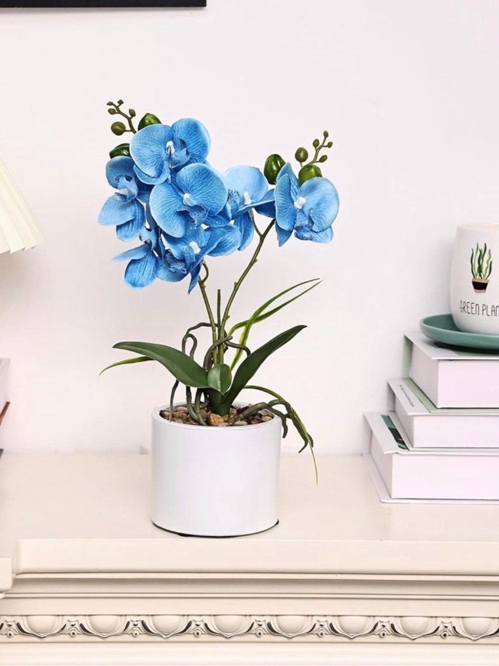 💙✨ NWT Ceramic Vase Artificial Orchid Bonsai – 14.5” Blue Phalaenopsis Décor 💙🏡 - Picture 2 of 10